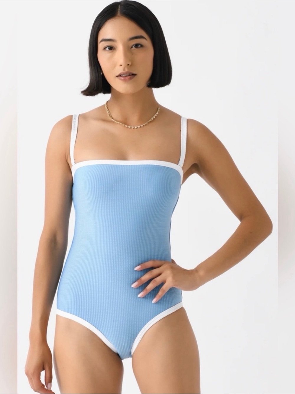 NWT Minnow Surfside Blue Seersucker One Piece Size Small